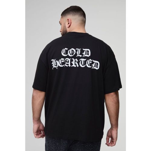 T-shirt Plus Size oversize con grafica di cuore e girocollo esteso - boohoo - Modalova