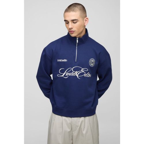 Sweat oversize zippé à broderie homme - S - Boohooman - Modalova