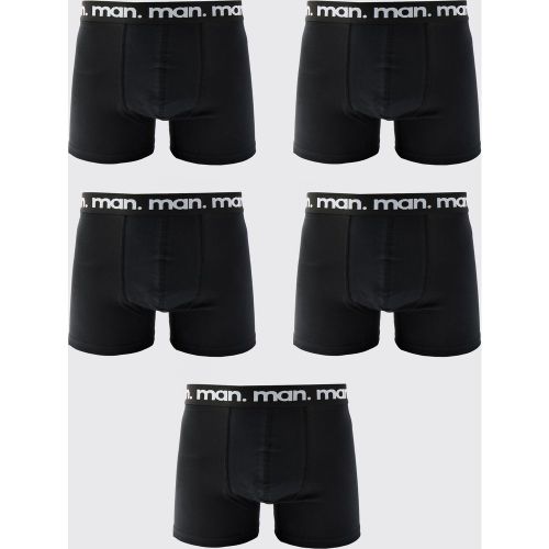 Boxer Man - set di 5 paia, Nero - boohoo - Modalova