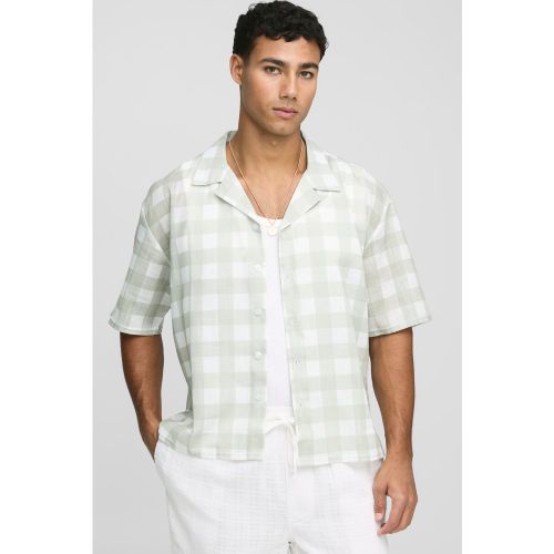 Camisa Oversize Recta De Cuadros En Relieve Con Solapas - boohoo - Modalova