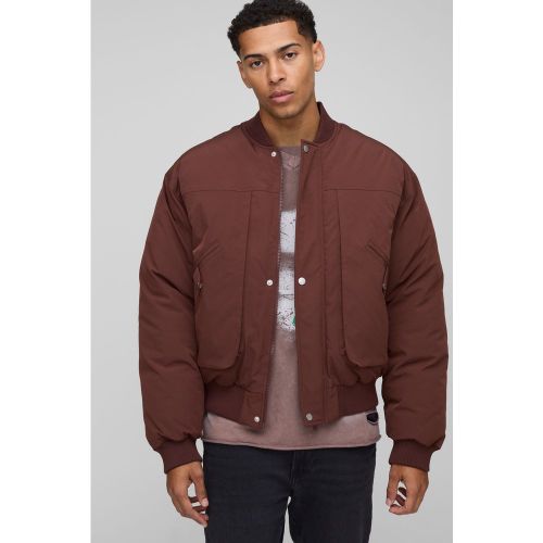 Oversized Seam Detail Peached Nylon Bomber Jacket - boohoo - Modalova