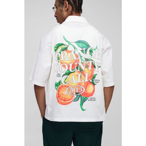 Camisa Oversize Recta Con Solapas Y Estampado De Naranjas - boohoo - Modalova