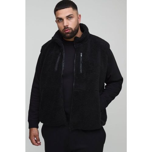 Plus Oversized Borg Zip Through al Gilet - Technic - Modalova