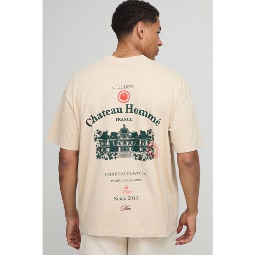 T-shirt oversize à col montant et imprimé Saint Tropez - S - Boohooman - Modalova