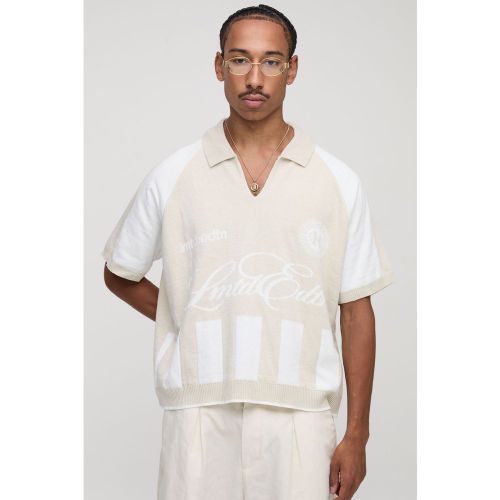 Polo oversize en maille à motif jacquard - S - Boohooman - Modalova