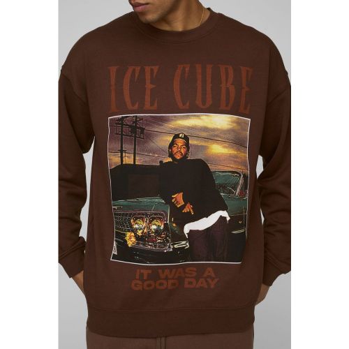 Sweat oversize chocolat à imprimé Ice Cube - S - Boohooman - Modalova