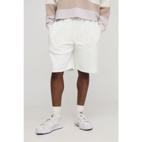 Short mi-long oversize écru à broderie Worldwide - S - Boohooman - Modalova