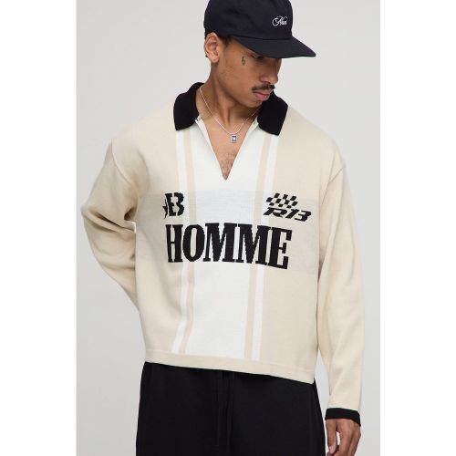 Polo oversize en maille à manches longues - S - Boohooman - Modalova