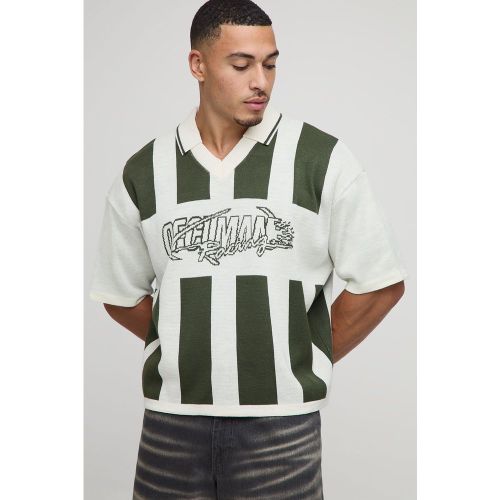 Polo oversize en maille à imprimé moto - S - Boohooman - Modalova