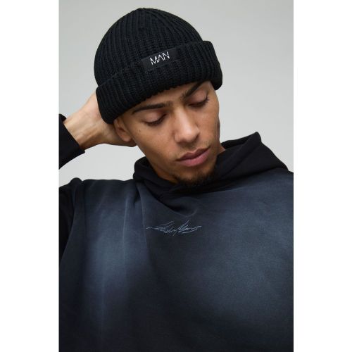 Gorro Con Etiqueta Man, Negro - boohoo - Modalova