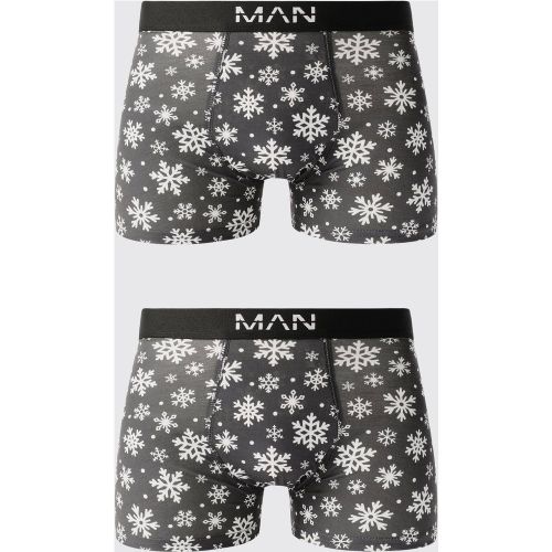 Boxer de Noël à imprimé flocons de neige - L - Boohooman - Modalova