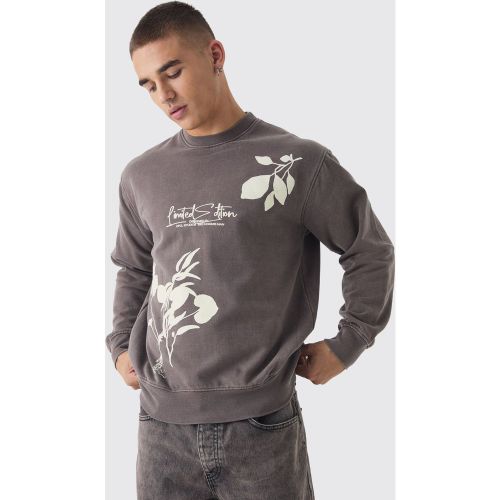 Sweat délavé fleuri homme - M - Boohooman - Modalova