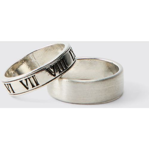 Lot de 2 bagues à motif romain - S/M - Boohooman - Modalova