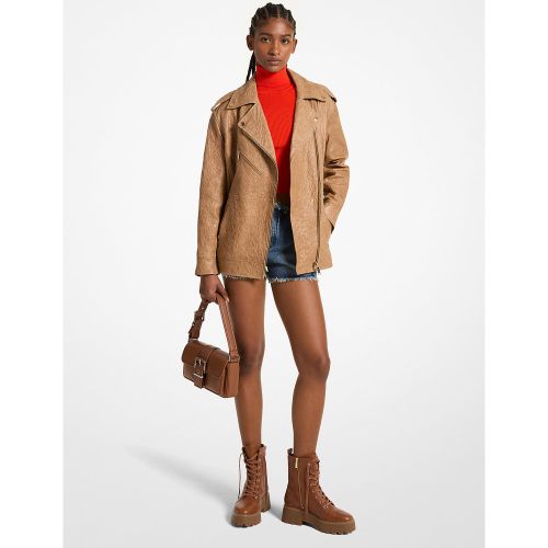 MK Veste de moto surdimensionnée en cuir froissé - Michael Kors - MICHAEL Michael Kors - Modalova