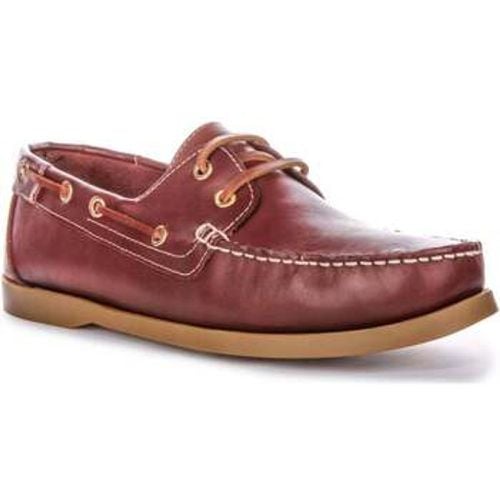 Mens Soft Leather Burgundy Boat Shoes men's Slip-ons (Shoes) in - Justinreess England - Modalova