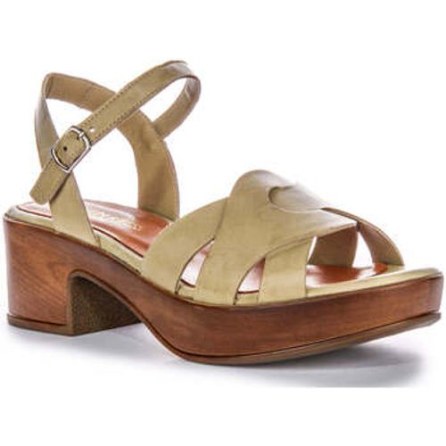 Womens Wooden Effect Leather Low Wedge Sandals women's Sandals in - Justinreess England - Modalova