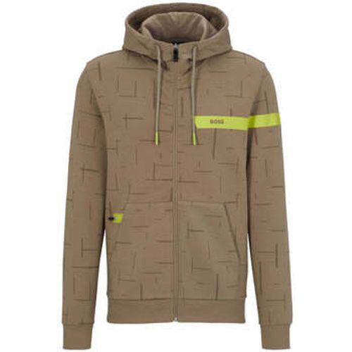 Men's Sand/Light Green Hugo Full Zip Logo Stripe Hoodie men's in - Boss - Modalova