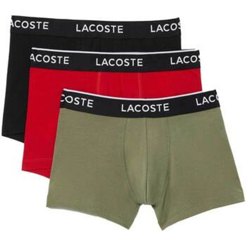 Pack Cotton Stretch Trunks Khaki Green/Red/Black men's Boxer shorts in - Lacoste - Modalova