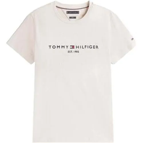 Slim Logo Embroidery T-Shirt Heathered Oatmilk men's Polo shirt in - Tommy Hilfiger - Modalova
