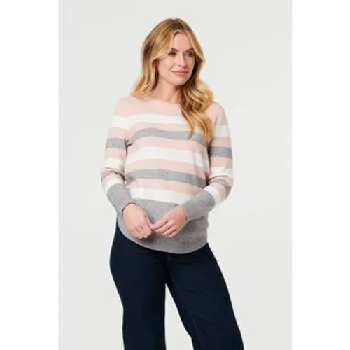 Sparkly Striped Print Curve Hem Jumper women's Sweater in - Izabel London - Modalova