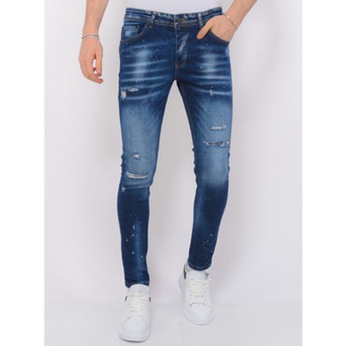 Slim Fit Jeans Paint Splatter Ripped Hosen Slim - Local Fanatic - Modalova