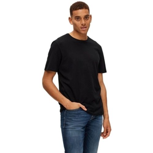 T-Shirts & Poloshirts Noos Pan Linen T-Shirt - Black - Selected - Modalova