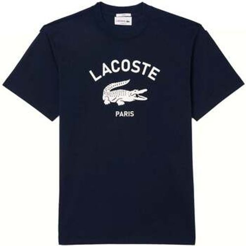 T-Shirts & Poloshirts Signature Print Cotton T-Shirt Midnight Blue - Lacoste - Modalova