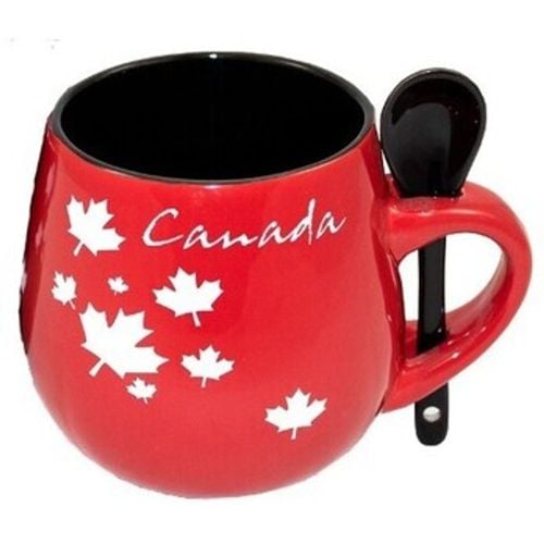 Künstliche Pflanzen Tasse Feuilles d'érable rouge avec petite cuillère - Le Comptoir Canadien - Modalova