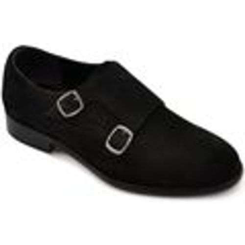 Classiche basse Scarpe uomo doppia fibbia eleganti vera pelle scamosciata nera - Malu Shoes - Modalova