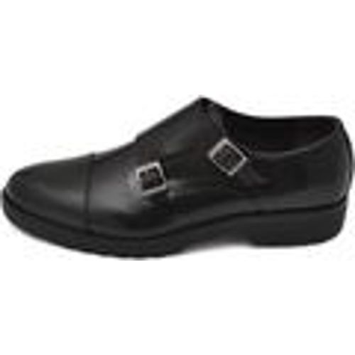 Classiche basse Scarpe uomo doppia fibbia eleganti vera pelle nera suola in gom - Malu Shoes - Modalova