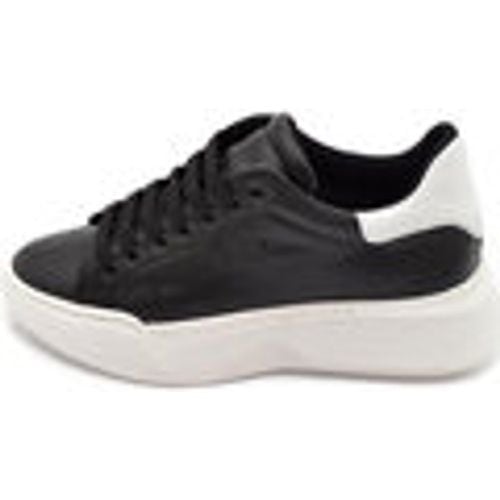 Sneakers Sneakers uomo nera in vera pelle con riporto bianco fondo alto - Malu Shoes - Modalova