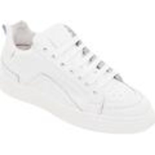 Sneakers Sneakers bassa uomo in vera pelle bianca e cuciture a contrasto - Malu Shoes - Modalova