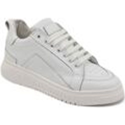 Sneakers Sneakers bassa uomo in vera pelle bianca e cuciture a contrasto - Malu Shoes - Modalova