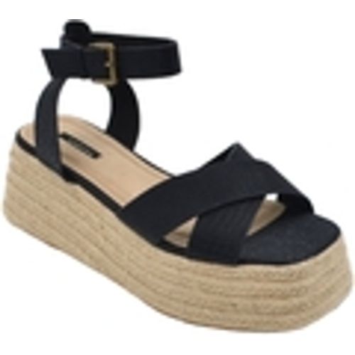 Tronchetti Zeppa donna nera camoscio fasce incrociate avampiede con fondo - Malu Shoes - Modalova