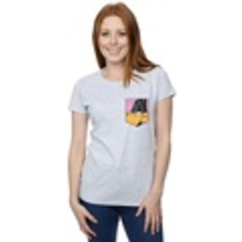 T-shirts a maniche lunghe Daffy Duck Face Faux Pocket - Dessins Animés - Modalova