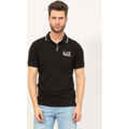 T-shirt & Polo Polo nera con chiusura con bottoni e logo - Emporio Armani EA7 - Modalova