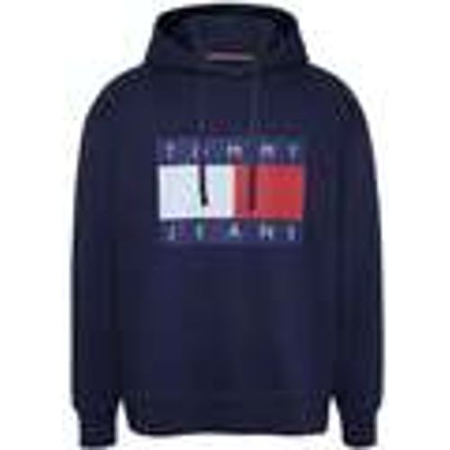 Felpa Flag Badge Relaxed Hoodie Dark Night Navy Melange - Tommy Jeans - Modalova