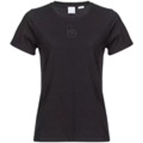 T-shirt & Polo t-shirt nera con logo cucito - pinko - Modalova