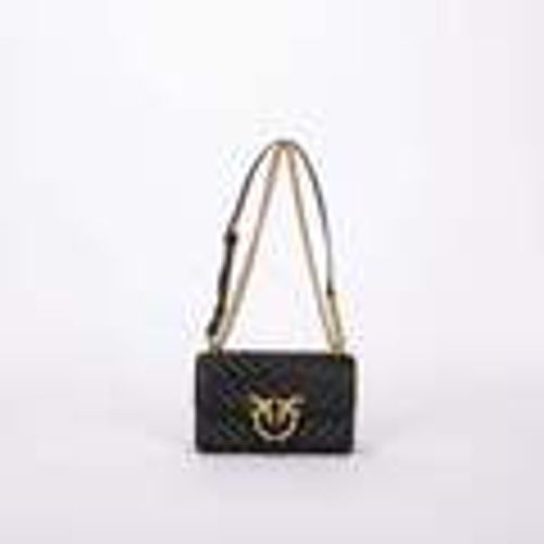 Borsa a spalla mini love bag one chevron pelle nera - pinko - Modalova