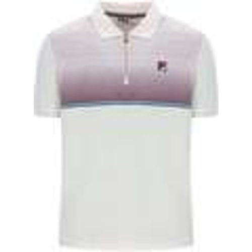 Polo Paco Zip Stripe Velour Polo Shirt Gardenia/Fig/Milky Blue - Fila - Modalova