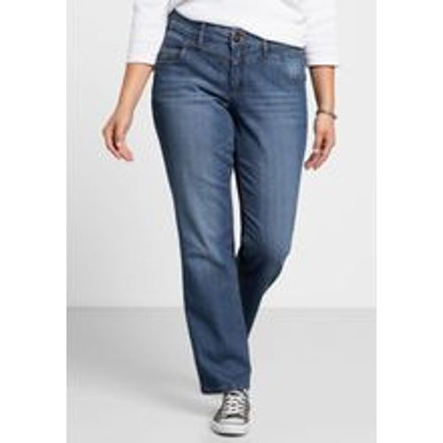 Große Größen: Gerade Jeans mit Used-Effekten, blue Denim, Gr.48 - sheego - Modalova