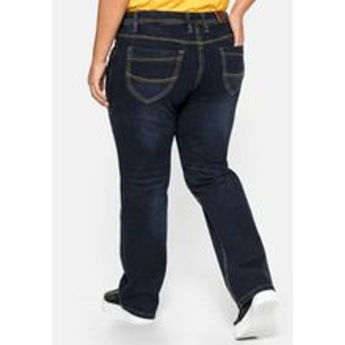Große Größen: Gerade Stretch-Jeans mit Used-Effekten, dark blue Denim, Gr.112 - sheego - Modalova