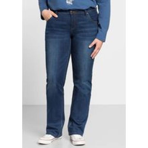 Große Größen: Gerade Stretch-Jeans mit Used-Effekten, blue Denim, Gr.88 - sheego - Modalova