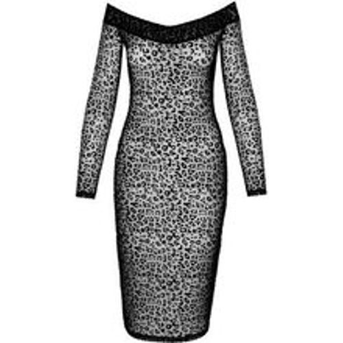 Kleid aus Powernet mit Leo-Samtflockprint - Noir - Modalova