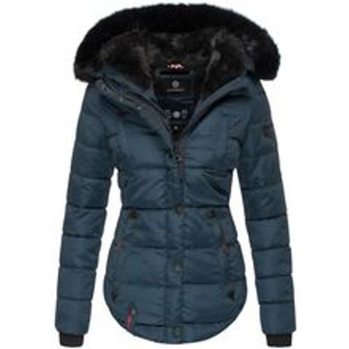 Damen Designer Steppjacke Winter Jacke mit edler Kunstpelz Kapuze Lotusblüte - Marikoo - Modalova