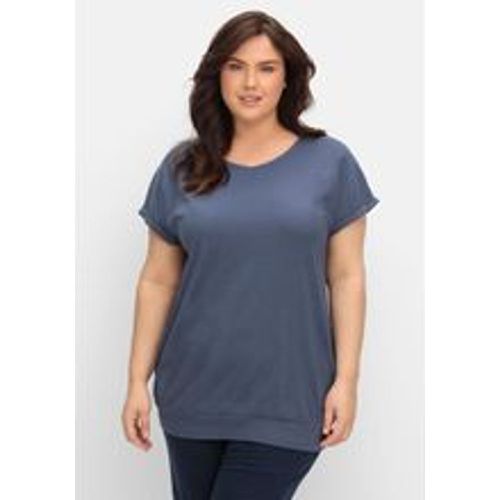 Große Größen: Oversized-Shirt mit elastischem Saumbund, indigo, Gr.40/42 - sheego - Modalova