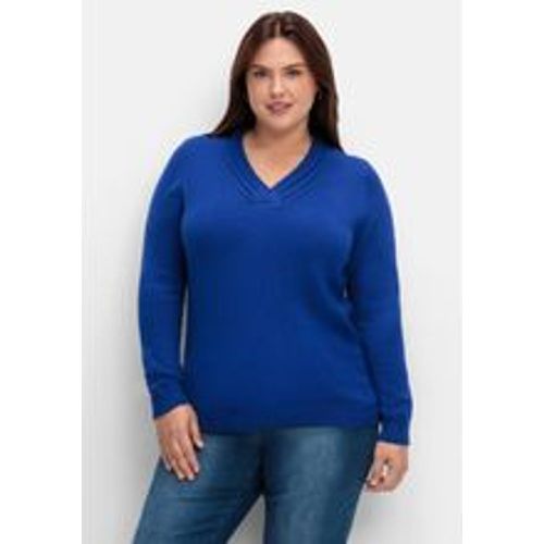 Große Größen: Pullover mit raffiniertem V-Ausschnitt, royalblau, Gr.46 - sheego - Modalova