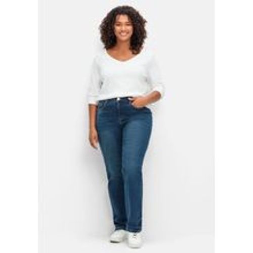 Große Größen: Gerade Stretch-Jeans mit Bodyforming-Effekt, dark blue Denim, Gr.28 - sheego - Modalova