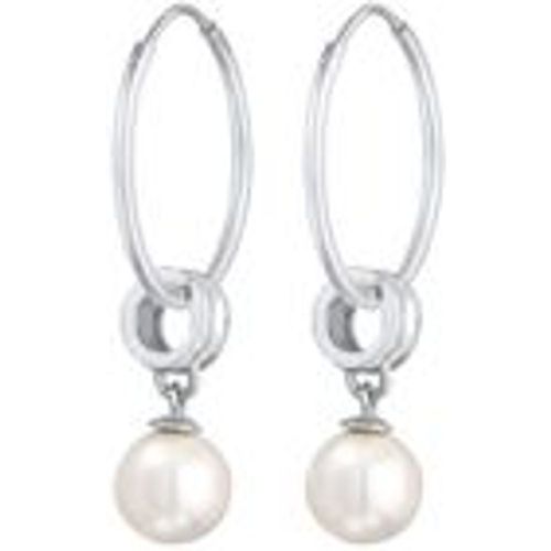 Ohrringe Creolen Rund Synthetische Perle Klassik 925 Silber (Farbe: Silber) - NENALINA - Modalova