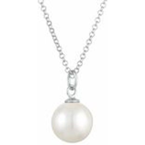 Halskette Perlen Anhänger Rund Klassik 925 Silber (Farbe: Silber, Größe: 45 cm) - NENALINA - Modalova
